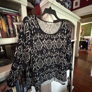 Cato Navy and White Geometric Sweater